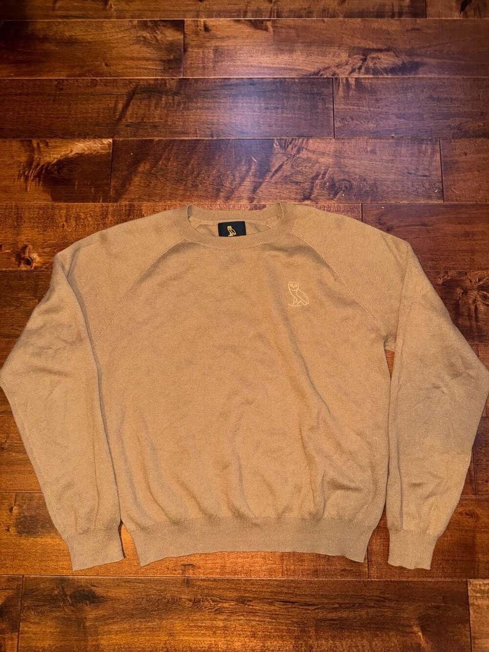 OVO October's Very Own Owl Embroidered Knit Crewneck Sweater Brown